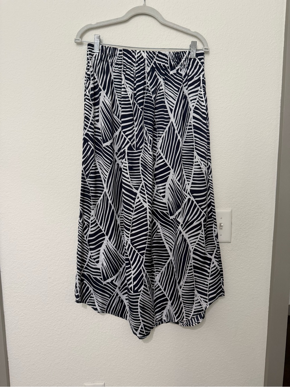 LOFT Blue and White Geometric Maxi Skirt